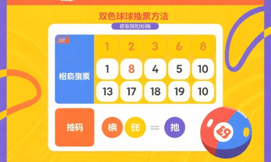 图示双色球胆拖投注方式，清晰标记胆码和拖码选择区域，配色明快，适合说明性插图